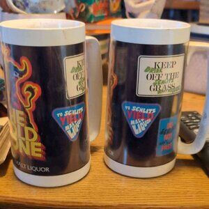 1970's Schlitz Malt Liquor Beer “The Bold One” Thermo-Serv Mugs Stein USA Made
